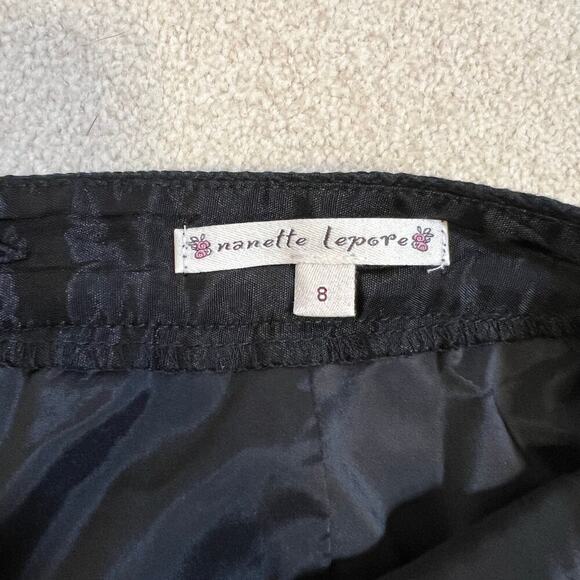 Nanette Lepore Black Skirt Ruffle Hem Size 8 Textured Twee Corpcore - Picture 6 of 7